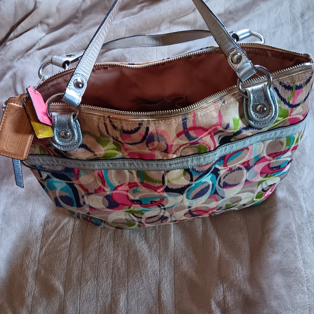 Coach Poppy Ikat Multi-color Signature Glam Tote Bag - Picture 9 of 15